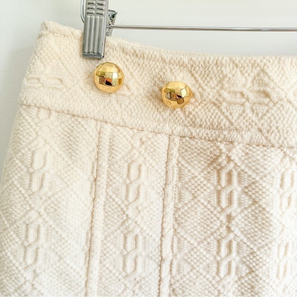 Milly New York Cream Ivory Wool Preppy Tweed Pleated Mini Skirt sz 6 - Picture 2 of 11